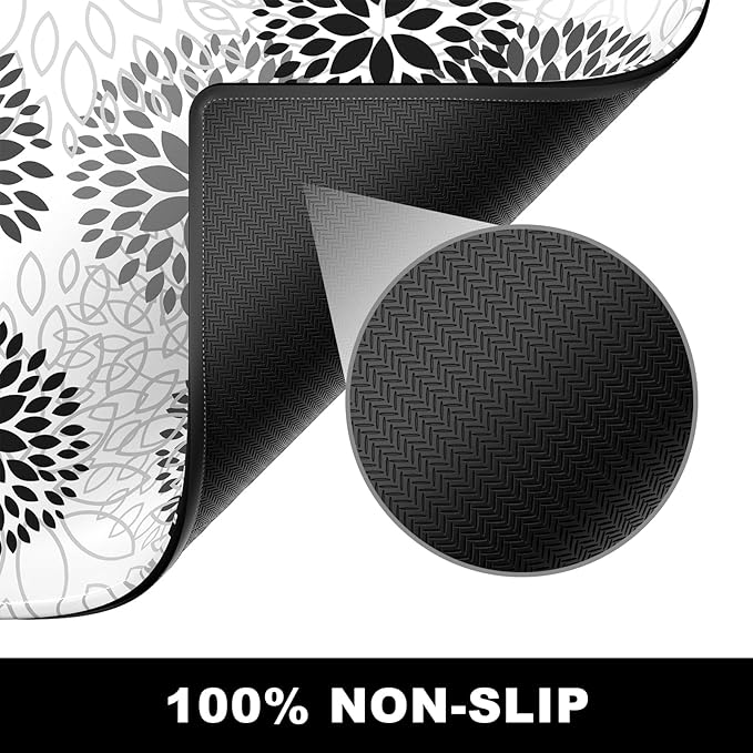 BOSOBO Large Mouse Pad, Desk Pad, XXL XL Extended Gaming Mouse Pad, Desk Mat for Office & Home, Long Keyboard Huge Mat, Desktop Full Cover 31.5 x 11.8 Inches, Minimalist White Black Flower