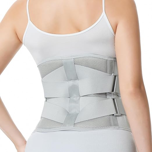 NeoTech Care Lower Back Brace for Women or Men, Lumbar Back Support Belt (Grey, Size M)