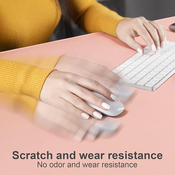 DAWNTREES Desk Mat for Desktop,PU Leather Desk Pad Protector,Non Slip, Large Mouse Pad and Keyboard Mat, Waterproof Writing Pad for Office and Home (Pink,39.4''x19.7'')