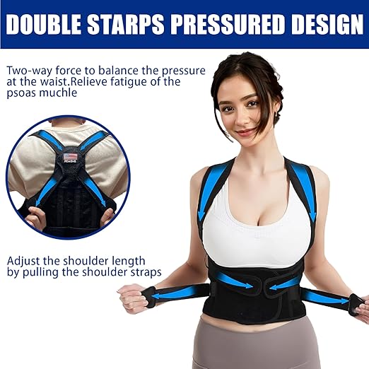 Posture Corrector for Women and Men - Adjustable Back Brace for Pain Relief - Enhances Posture and Provides Lumbar Support - Upper and Lower Back Straightener - Breathable Back Support (Black, X-Large)
