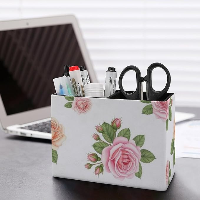 Modern Pen Holder for Desk Floral Rose Flower, Chic Addition to Your Workspace