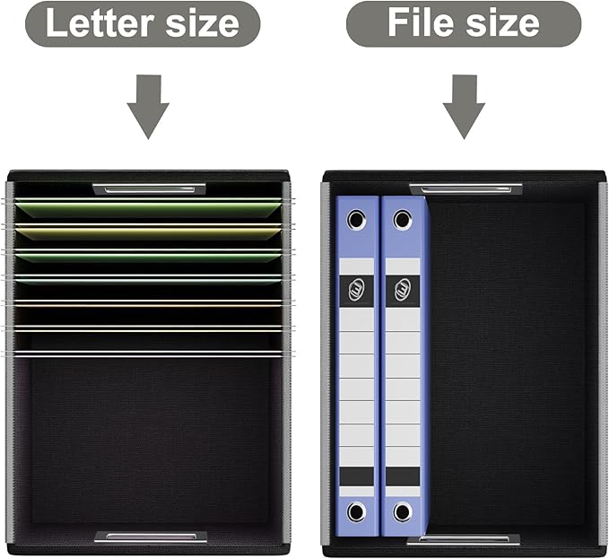 Faux Leather File Organizer Box with Lid, Collapsible Hanging File Folder Box Organizer with Plastic Slides, Decorative Home/Office Filing System Boxes for File and Folders Storage