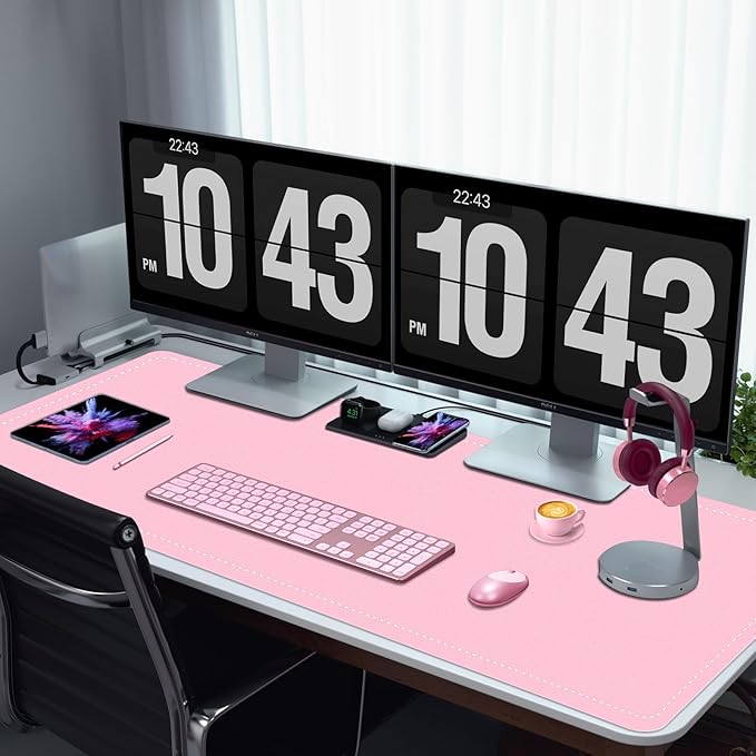 Large Desk Pad, 47.2" x 17" PU Leather Desk Mat for Desktop, Non-Slip Office Desk Mat for Desk, Desk Blotter Pad, Waterproof Computer Pad for Desk, Keyboard Mats for Home & Office (Fairy Tale Pink)
