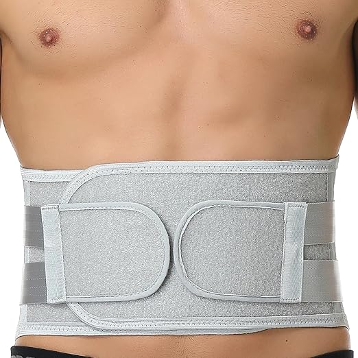 NeoTech Care Back Belt Support for Men or Women - Breathable & Adjustable Lower Back Brace - Double Pull Compression Straps (Gray, Size S)