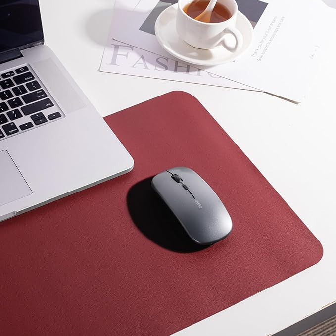 Large Double-Sided Desk Mat, 31.5''×15.7'', PU Leather Mouse Pad, Waterproof Desk Pad, Laptop Leather Desk Mat, Protector for Keyboard and Mouse for Office and Home (Red+Black)