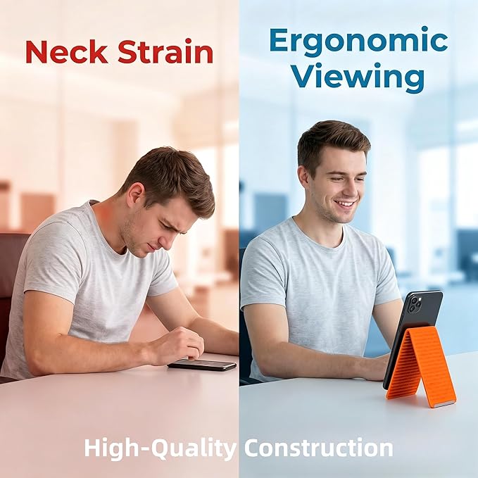 2026 New Flexible Silicone Phone Holder, 360° Bendable Aluminum Core Stand, Portable Foldable Anti-Slip Universal Mount for Phone Tablet Laptop, Ideal for Travel Office Desktop Home (Orange)