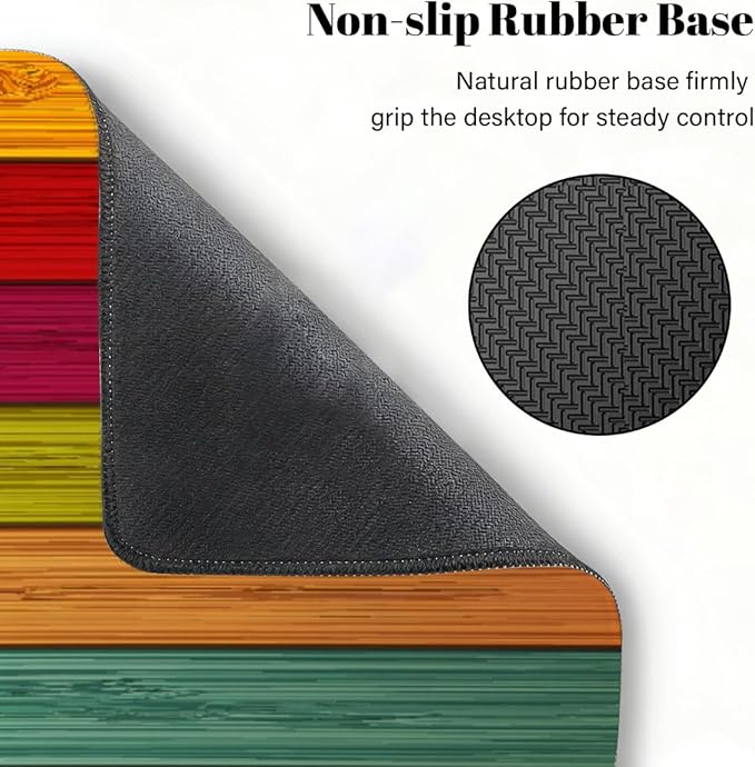 Large Mouse Pad Gay Rainbow Wood Non-Slip Rubber Long Gaming Desk Mat Big Computer Keyboard Mousepad Waterproof Protector Wristing Pad for Gaming Office Home Decorative 31.5 X 11.8 Inch