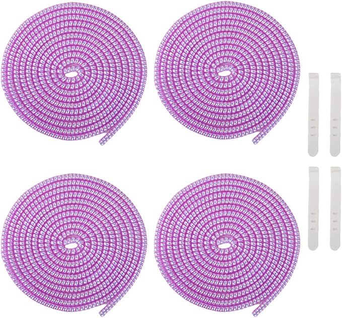 4pcs 1.6M(5.25FT) Spiral Cable Protector, Multicolor Suitable for Most Phone/Pad/Laptop USB Wire Cord Savers Protection Cover Anti-Break Wrap Charger Data Line Cables Sleeves, Laser Purple