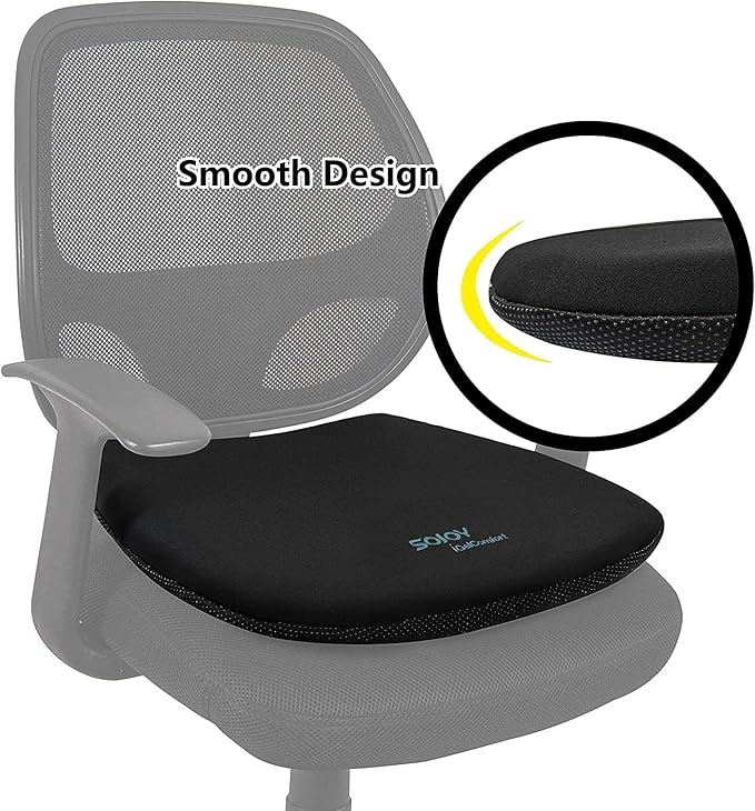 Sojoy Coccyx Gel Seat Cushion- Orthopedic Memory Foam Chair Cushions for Home Kitchen Office Desk Car Truck Airplane (Black)