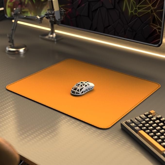 ATTACK SHARK CM02 Gaming Mouse Pad for Esports Speed Large Mouse mats for Desk Waterproof Surface Stitched Edges and Anti-Slip Rubber Base Size L Laminate 17.72” x 15.75” x 0.16” Orange