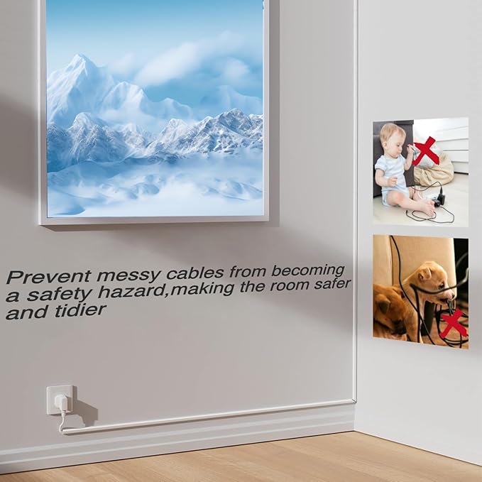 118" TV Cord Hider for Wall Mounted TV, Selfadhesive Wall Cable Hider for 2-3 Cords, Flexible Silicone White Cord Covers Wire Hiders for Cords on Wall,Babyproof Cable Concealer Racewasy Management
