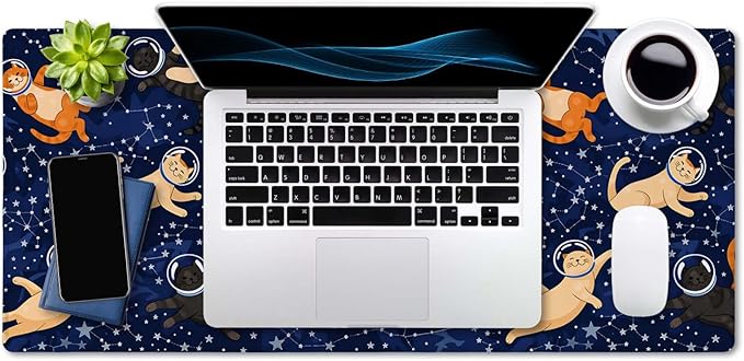 SSOIU Cute Cats & Constellations Desk Mat - Extra Large, XXL Gaming Mouse Pad, 35.5" x 15.7"