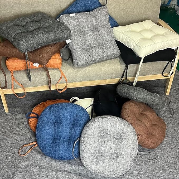 1pcs Square 40 * 40 * 10cm Thickened Seat Cushion with Ties – Durable Non-Slip Chair Pad for Sofa, Dining & Office Chairs，Black