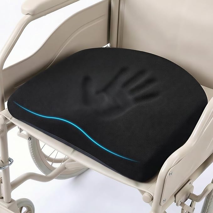Tsumbay Memory Foam Seat Cushion - XL Size (18.5”x16.5”), Firm Support Coccyx Cushion for Office Chair, Tailbone Pain Relief with Removable Washable Cover & Handle for Car, Wheelchair