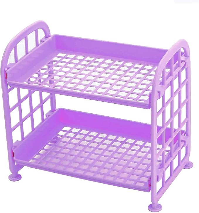 UnnFiko 2-Layers Table Shelf Organizer, Adjustable Plastic Storage Rack Shelf Square Basket Desk Stand Table Storage Organizer Shelves (Deep Purple)