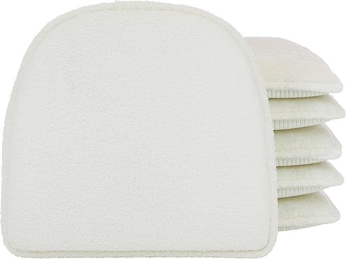 Klear Vu Raindrop The Gripper Non Slip Chair Cushions, Soft & Comfortable Seat Pad, Sitting Pillow for Kitchen, Dining or Office, 6 Count (Pack of 1), Fleece White