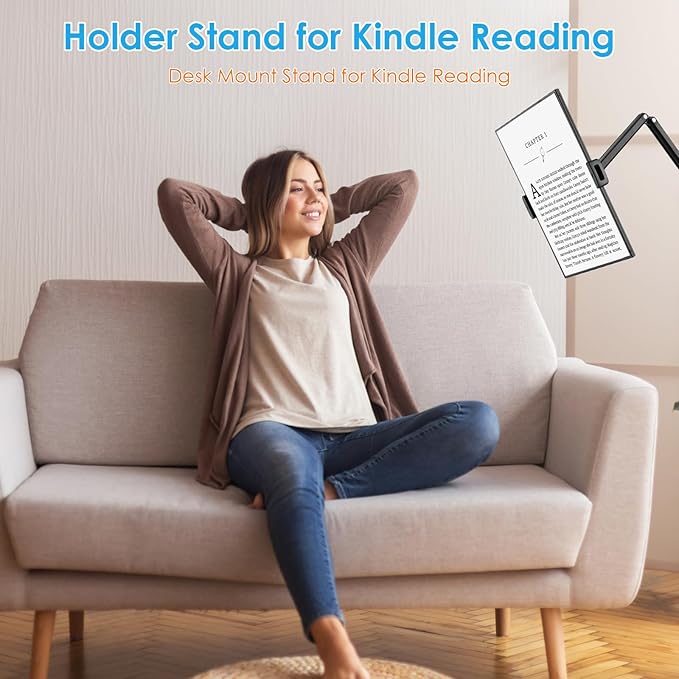 for ipad Tablet Stand Holder for Desk,Portable Monitor Stand Holder 15.6'' Max,for ipad Tablet Mount Arm with Upgraded Screws/360°Rotate Base,Fits for Kindle,Tabs 12.9'' Max(Not Over 2.65lb)
