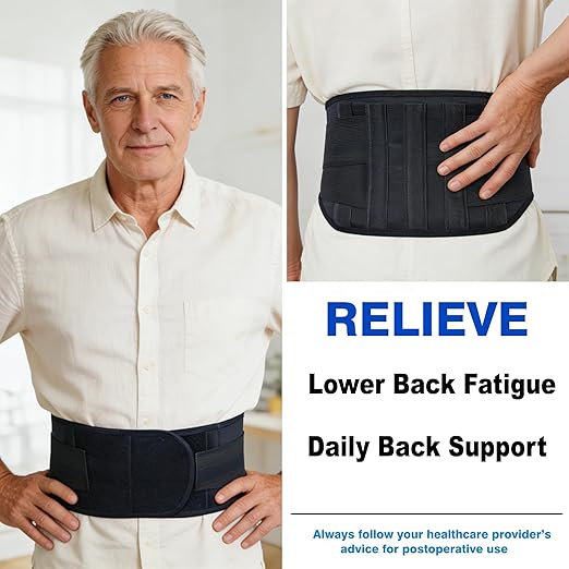 Back Brace for Lower Back Pain Relief, Wide Lumbar Support Belt for Men & Women, 5 Removable Metal Stays, Herniated Disc, Sciatica, Work & Lifting, Breathable Back Support (X-Large 45"-50.9")