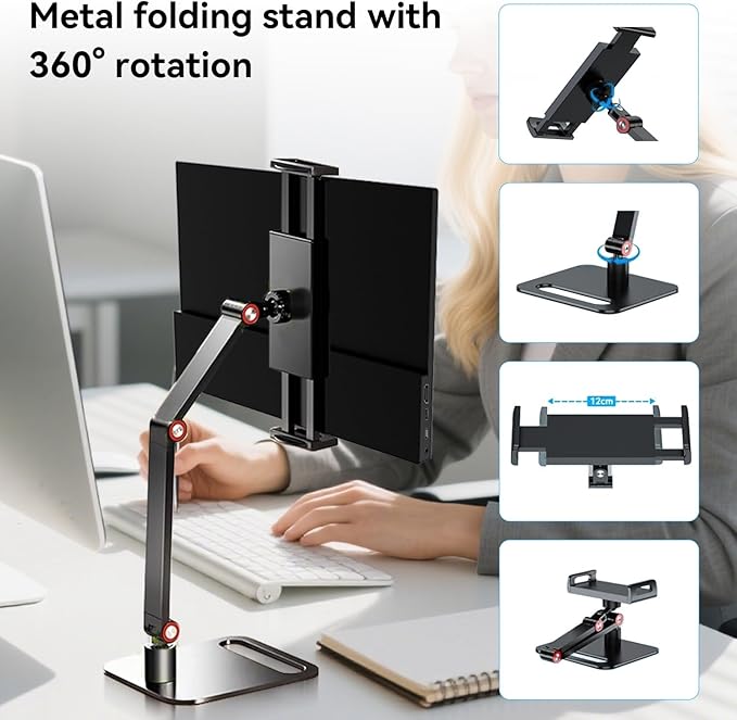 Touchscreen Portable Monitor, 14 Inch 1200P Ultra-Slim Lightweight Bezel Less HDR FHD IPS Touchscreen Display, Travel Monitor with Stand and Speakers, HDMI USB-C External Screen for Laptops and PC