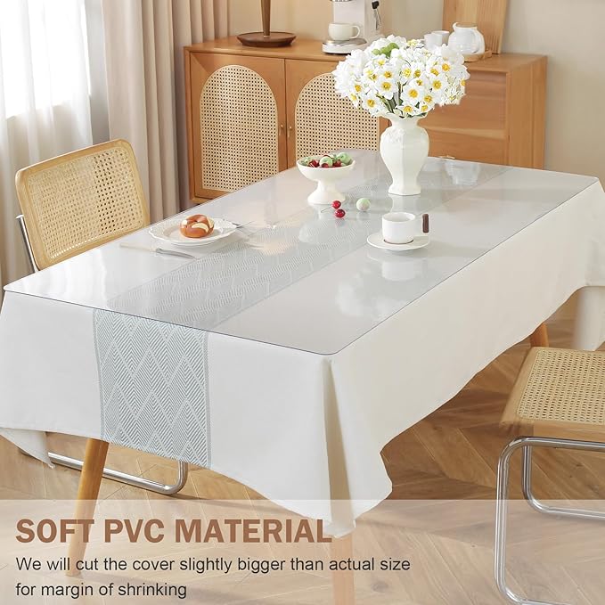 LovePads Frosted Table Cover Protector 42 x 72 Inch, 1.5mm Thick Plastic Table Cover, Table Protector for Dining Room Table, Waterproof Vinyl Tablecloth Table Pad Mat for Kitchen, Writing Desk