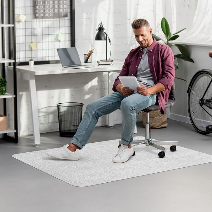 Blvornl Office Chair Mat for Hardwood Floor, 36"x 48" Desk Computer Chair Mat for Hard Wood and Tile Floor, Large Anti-Slip Hard Floor Protector Rolling Chair Mat, PVC Mat Desk Rug Light Grey