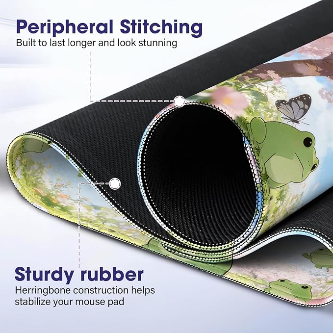Large Extended Mouse Pad with Stitched Edges (35.4”x15.6”) - Waterproof Desk Mat, Non-Slip Rubber Base for All-Desk Coverage, Perfect for Gaming, Office, and Home