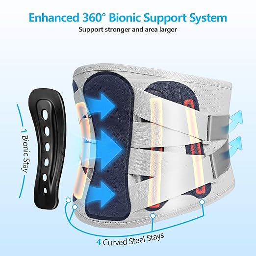 Lower Back Brace for Women and Men - Adjustable Lumbar Back Brace, Full Support Lumbar Brace, Ergonomic Design & Soft Breathable 3D Knit Material, for Sciatica Scoliosis Posture, Ideal for Work Lifting (L)