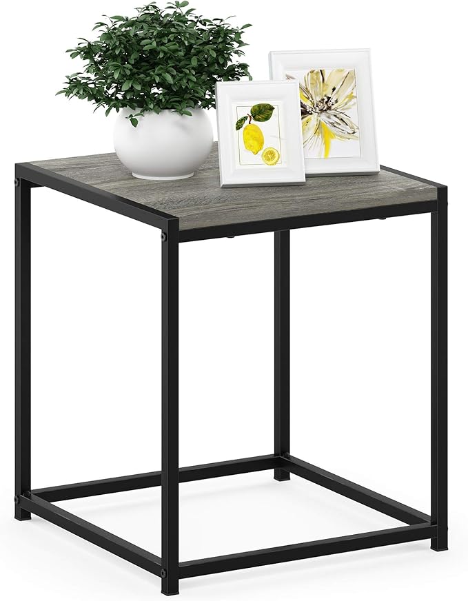 FURINNO Camnus Modern Living End Table, French Oak Grey, 15.75 in x 15.75 in x 17.83 in
