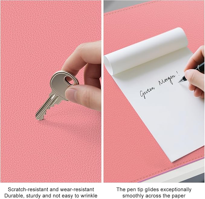 Dual Sided Leather Desk Mat - Waterproof Desk Pad - Ideal for Large Mouse Pad and Desk Mats on Top of Desks (Pink, 33"*13")