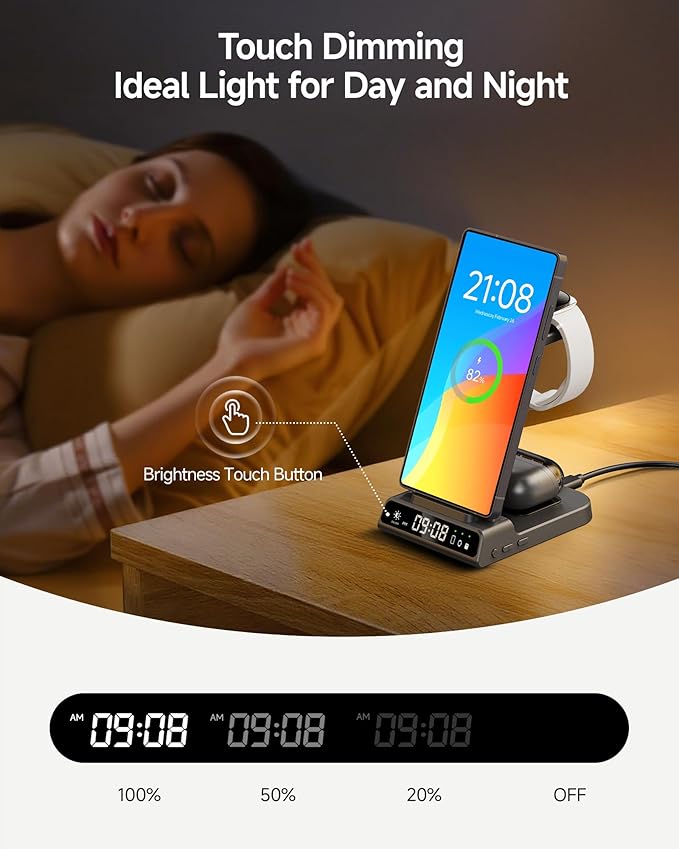 Wireless Charger for Samsung S26 Ultra/S26+, Wireless Charging Station for Galaxy S25 Ultra/S25+/S25/Z Flip7/Z Fold/S24/S23/S22, for Galaxy Watch 8/8 Classic/7/Ultra/6/5, Galaxy Buds4 Pro (No Adapter)