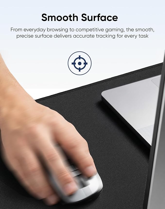 Reniteco Large Gaming Mouse Pad with Durable Stitched Edges, Non-Slip Rubber Base, Big Computer Keyboard Mouse Mat Desk Pad for Home Office Gaming Work, 31.5''x11.8''x0.12'', Black