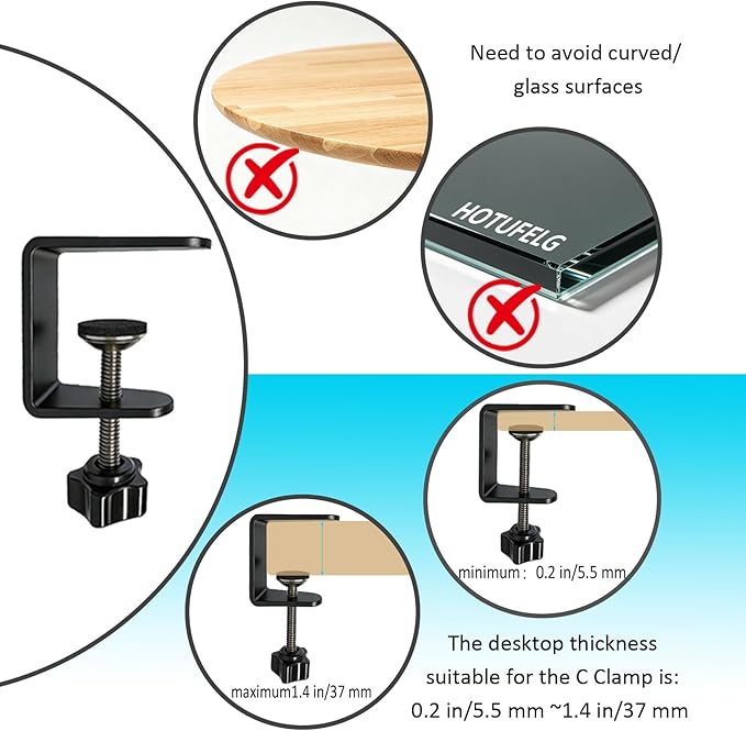 Under-Desk Cable Management Tray No-Drill, 13.7 inch/35 cm Cable Manager with Clamp Mount, Desktop Power Cord Concealment for Office and Computer Desktop Power Cord Management(with Flag 1 Piece Set)