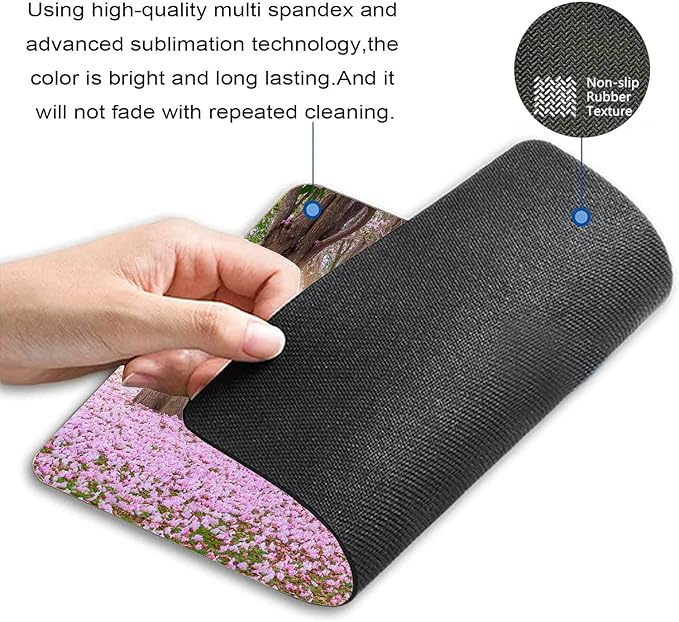 Mouse Pad, Pink Trumpet Tree and Flowers Blossom Mouse Pad, Personalized Rectangle Mousepad Customized Mouse Pads with Designs Non-Slip Rubber Smooth MousePads for Computer Laptop