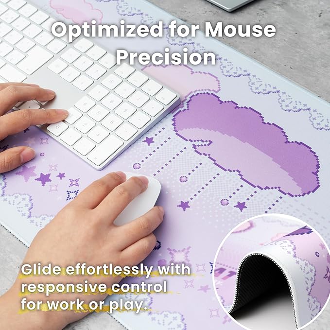 BELLEMOND Japanese Art Desk Mat | Large 31.5x11.8in Anime Mouse Pad for Keyboard & Mouse | Non-Slip Base, Water-Repellent | Original Japanese Design | Dream Cat