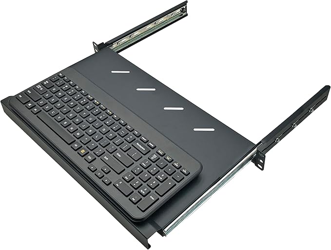 Electriduct 1U Keyboard Tray - Fully Extendable Universal 19" Rack Mount Sliding Shelf for Network Equipment Server Cabinet Enclosure 3-Rail System, Includes Mounting Hardware - 10.8" Deep