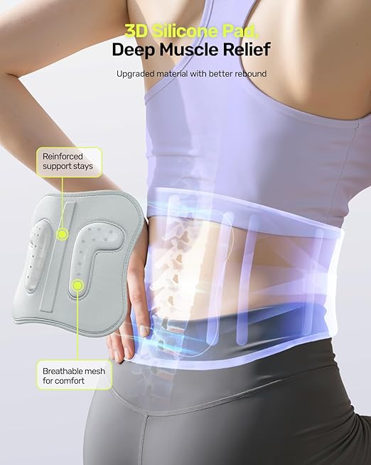 Rakiie Back Brace for Lower Back Pain Women with 9X Support System, Ergonomic Lumbar Support for Pain Relief, Breathable Mesh Design with 3D Silicone Pad for Sciatica,Purple Size XXL (Waist: 43.3.2"-52.4")