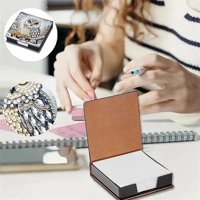Owl Diamond Painting Kit Note Box,Memo Paper Storage Box Diamond Art,Sticky Note Holder Diamonds Art,Diamonds Painting Memo Pad For Office Desk. (owl)