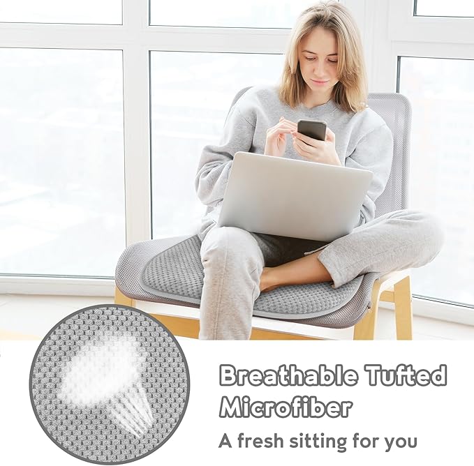 Silver Grey Kitchen Chairs Cushions Non Slip Foam Office Seat Cushions Washable Soft Thick Pads Large Wooden Metal Tapered Dining Chair Cushions,17" x 15"