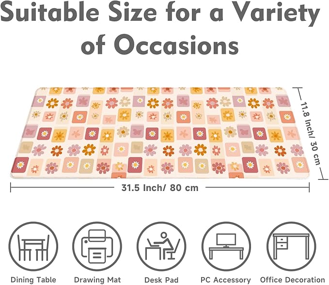 Desk Mat Mouse Pad Gaming Desk Pad XL Large Mouse Mat Office Decor Accessories (Flower)