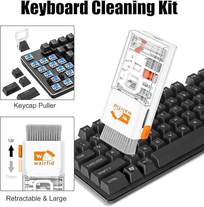 walrfid Laptop Keyboard Cleaner Kit with 80ml Screen Cleaner Spray, 15-in-1 Phone Computer Screen Cleaning Tool for iPhone iPad MacBook, Multi-Function Electronics Cleaning Kit for PC, Camera, White