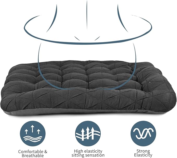 BUYUE Good Support Office Chair Cushion, Luxury Jacquard with Anti-Skid Silicone Seat Cushion Padded for Computer Desk Kitchen Chair (1 Count, Dark Grey)