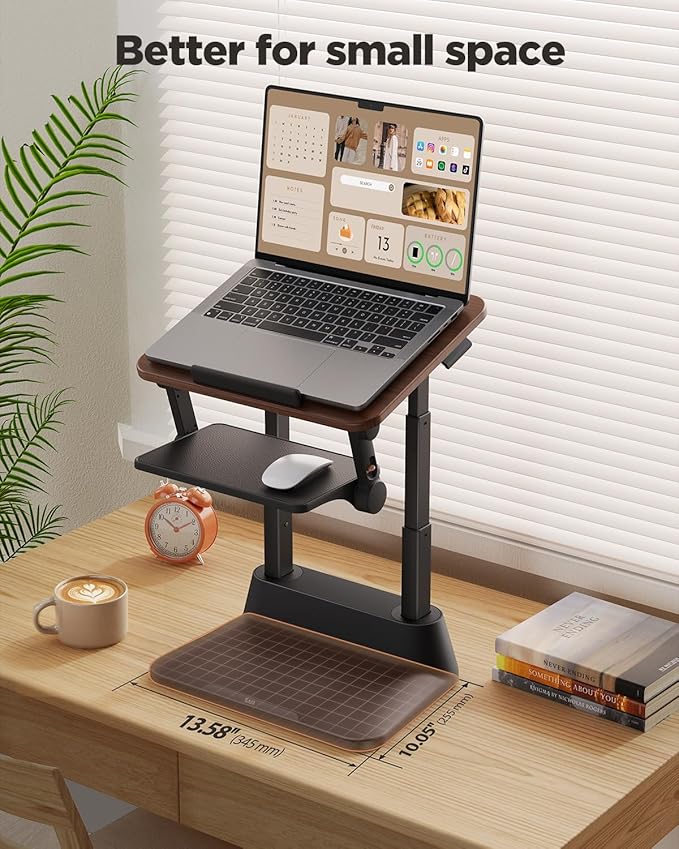 SAIJI Laptop Stand for Desk, Stable Standing Laptop Riser with Foldable Mouse Pad, Standing Computer Stand with 4 Adjustable Height Up to 20.47", Tall Stand Fit All Laptops Under 17.3"