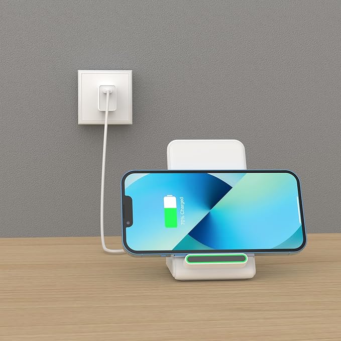 Wireless Charger Stand for Samsung, Fast Wireless Charging Stand for Apple iPhone, for Samsung Galaxy S22/S21/S20, for Google Pixel, for LG and All Qi-Enabled Devices (White)