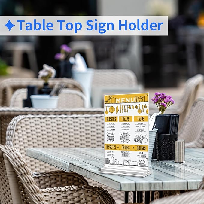 Svalor Acrylic Sign Holder 5x7，3 Pack Vertical Clear Display Stand，Double-sided Table Top Sign Holder，Acrylic Paper Display Stand Suitable For Office, Home, Show Fair, Restaurants, Stores, Hotels