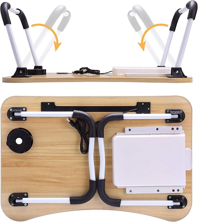 Slendor Laptop Desk Laptop Bed Stand Foldable Laptop Table Folding Breakfast Tray Portable Lap Standing Desk Reading and Writing Holder with Drawer for Bed Couch Sofa Floor