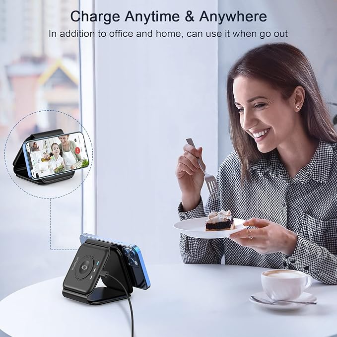 Wireless Charger 3 in 1,RTOPS Magnetic Traval Wireless Charging Station Multiple Devices,GaN 3 in 1 Charging Station,Compatible iphone17/16/15/14/13/Pro/Max,iWatch,AirPods4/3/2/Pro(Adapter Includes)