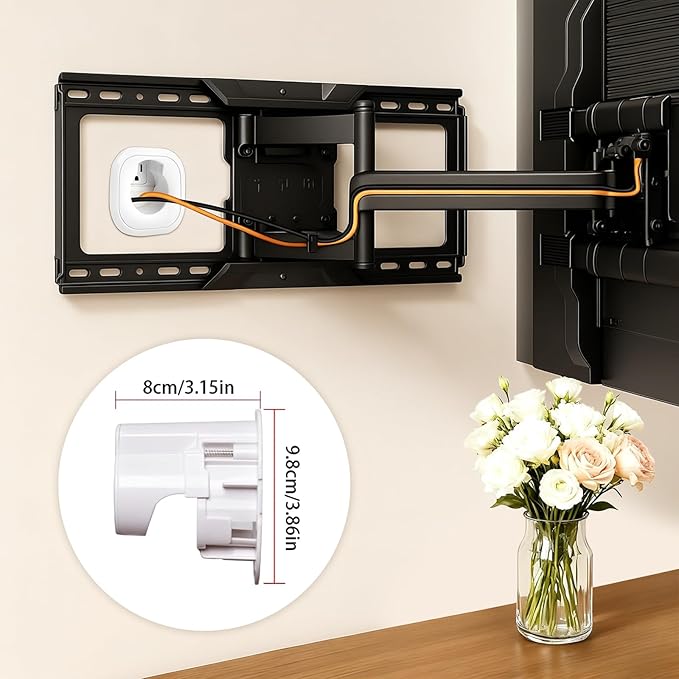 in Wall Cable Management Kit, MOOEGG Wall Mount TV Cord Hider, Hide Wires Along Wall, Built-in Outlet Wire Concealer with Extension Cord & Hand Saw, Safe Practical Cable Organizer for Home Theater