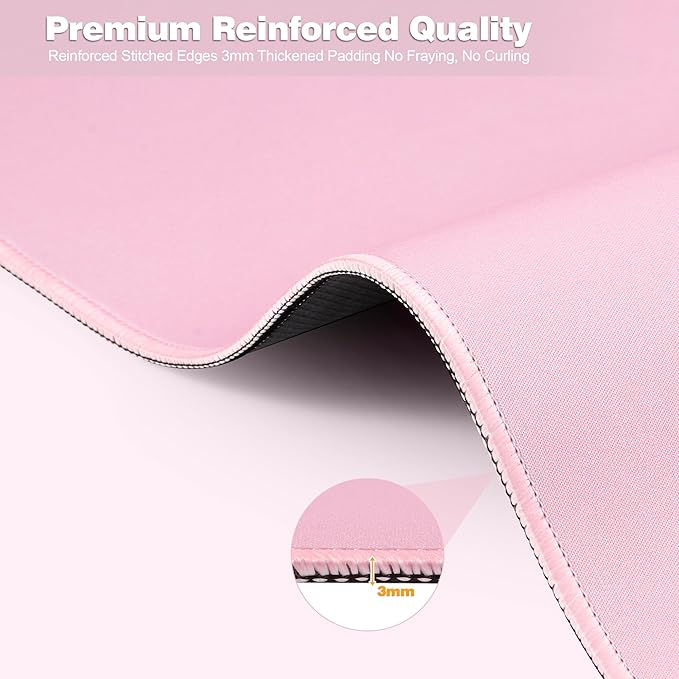 Large Gaming Mouse Pad with Stitched Edges,[27.5x11.8In] Extended Mouse Pad with Non-Slip Natural Rubber Base for Gamer/Desktop/Office/Home (70x30 Pinkus)
