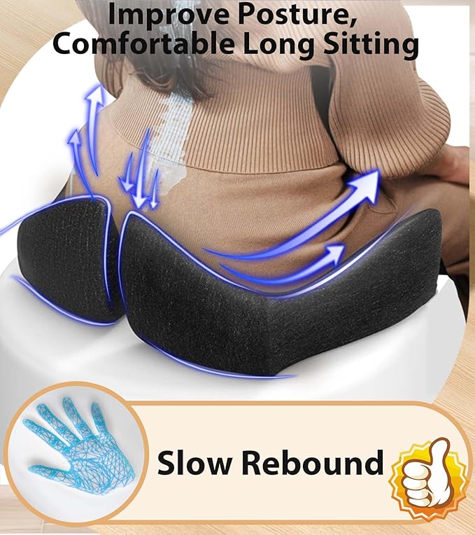 Seat Cushion, Memory Foam Pressure Relief Coccyx Cushion for Tailbone Pain, Extra-Large Butt Pad for Office Chair, Car Seat, and Gaming Chair Pain Relief, Extra Cover