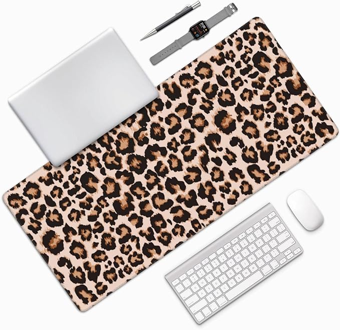 Cheetah Leopard Print Large Mouse Pad & Desk Mat Animal Skin Extended Mousepad Non-Slip Rubber Base Laptop Computer Keyboard Pad for Gaming, Office & Home Decor, XXXL - 35.4" X 15.7"